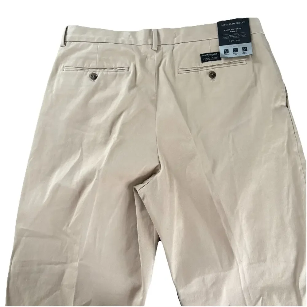 New Banana Republic Men’s Rapid Movement Chino Smithfield Pleated Size 36x30
